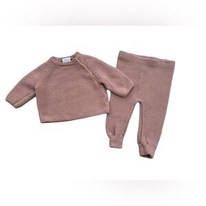 Little Co. Size 6 Months Sweater and Joggers Knit Set in Dusty Rose Mauve